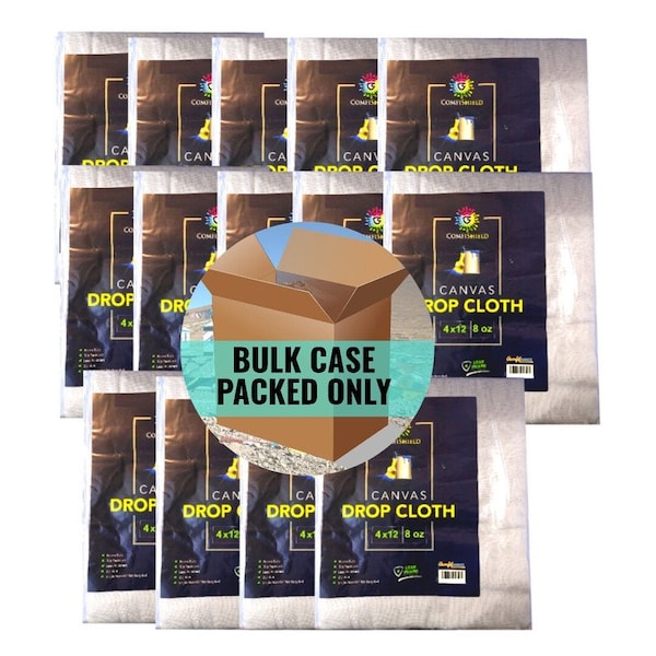 Comfitwear Heavy Duty Drop Cloth for Painting Slip Resistant Leak Resistant Washable Reusable, 14PK DCC-8-412 -14PC BOX - main